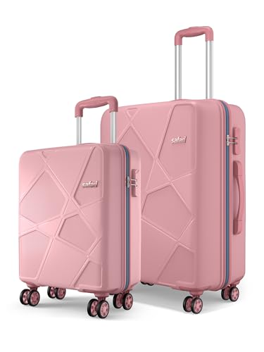 Image of Safari Pentagon Pro 8 Wheels Set of 2 (Cabin + Medium) Trolley Bag, Hard Case Polypropylene, 360º Wheeling Small Check in Luggage, Suitcase for Travel, Trolley Bags for Travel, Rose Gold
