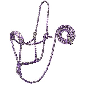Weaver Leather 35-7820-R3 Braided Rope Halter with 6′ Lead, Average, Gray/Purple