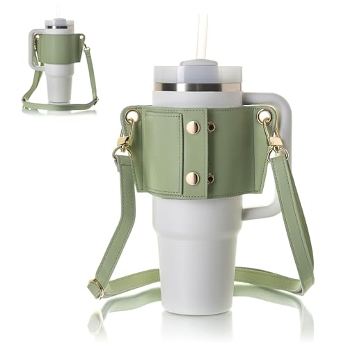 Tumbler Tote™ Water Bottle Holder - Leather Carrier Strap, Compatible