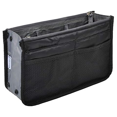 Vercord Purse Organizer Insert for Handbags Bag Organizers Inside Tote Pocketbook Women Nurse Nylon 13 Pockets Black Medium Cover