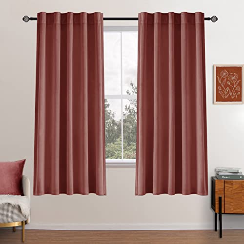 Image of MIULEE Velvet Curtains 52x63 inches 2 Panels Dusty Rose Pink Curtains | Luxury, Bedroom Living Room, Thermal Insulated, Super Soft Window Drapes, Rod Pocket & Back Tab