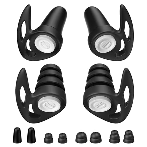 Alyvisun 2 Pares Tapones Oidos Cancelacion de Ruido con Estuches de Almacenamiento, Antironquidos Tapones para Dormir de Silicona y Espuma en Diferentes Tamaños, Ear Plugs for Sleeping, Max 25dB