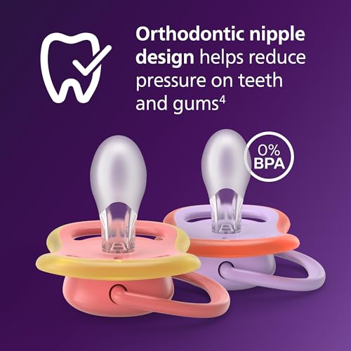 Image of Philips Avent Ultra Air Pacifiers - Orthodontic Design, for Babies 18 Months+, Extra-Firm Silicone Symmetrical Nipple, BPA-Free, with 2 Sterilizing Cases, 4 Pack, SCF349 /54