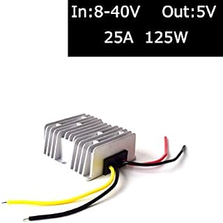 DC 12V 24V 36V to 5V (Accept DC 8-40V Inputs) Truck Car Step Down Power Adapter Voltage Converter Regulator for Car Electronics Vehicle Boat Solar System - 25A 125W