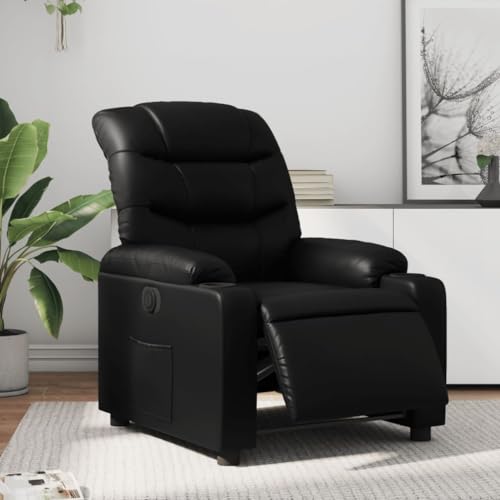mtlskopl Fauteuil de relaxation électrique noir avec fonction allongée à 135° - En cuir synthétique - 75,5 x 93 x 99,5 cm - Confortable et moderne - Pour...