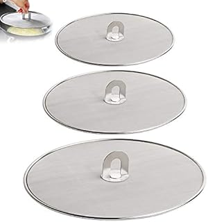 3 Pieces Mesh Splatter Screen Splash Guard Stainless Steel Splatter Shield Guard Oil Splatter Cover Protector Pot Lid Cover Grease Splatter Guard Frying Pan Oil Proofing Lids 33cm 29cm 25cm