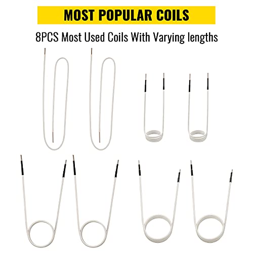 Vevor Induction Heater Inductor Coil Kits, Magnetic Mini Induction Heater Kit, Flameless Heat Accessories 8Pcs, Heat Resistant Induction Heater Tool With Flexibility For Removing Rusty Bolts And Nuts #TOP1