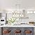 Lanhall 5-Light Pendant Lights for Kitchen Island Modern Dining Room Chandelier Linear Rectangular Kitchen Light Fixtures Hanging Lights for Dining Room Adjustable Height E26 Base Brushed Nickel