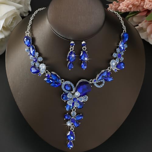 Image of Shining Diva Fashion Stylish Design Fancy Crystal Necklace Jewellery Set for Women | Trendy Celebrity Inspired Jewellery