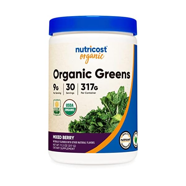 Nutricost Organic Greens Powder (Mixed Berry) 30 Servings - Superfood Powder, Certified USDA Organic