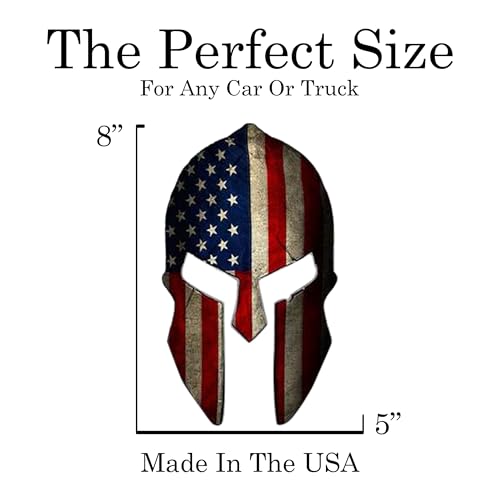 Image of Large Spartan Gladiator 300 Helmet American Flag Patriotic Auto Car Decal Bumper Sticker Truck RV SUV Boat Window Support US Military (8 inch)