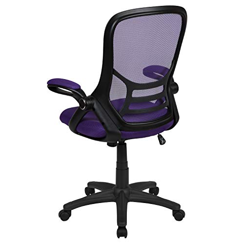 Flash Furniture Porter High Back Mesh Ergonomic Swivel Office Chair With Lumbar Support, Flip-Up Arms, Tilt Lock/Tilt Tension, Height Adjustable, Purple/Black Frame #TOP5