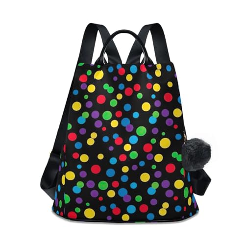 Sac à dos noir à pois pour femme avec fermeture antivol arrière