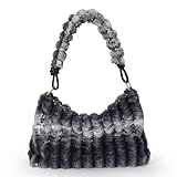 Extolove Furry Purse Y2K Fluffy Bags Faux Fur Purses for Women Fuzzy Tote Bag Plush Shoulder Handbags (Blue)