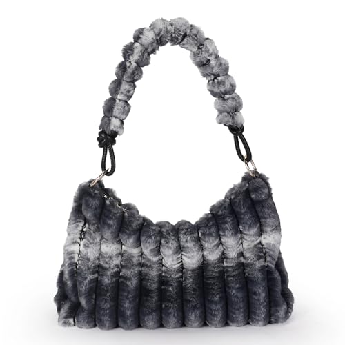 Extolove Furry Purse Y2K Fluffy Bags Faux Fur Purses for Women Fuzzy Tote Bag Plush Shoulder Handbags (Blue)