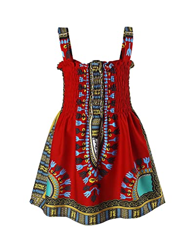 SOFEON Toddler Baby Girls African Dashiki Dress Kids Ankara Sleeveless Sling Bohemia Dress Ankara Style Little Girls Outfit