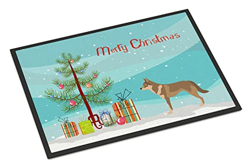 Caroline's Treasures BB8497JMAT Czechoslovakian Wolfdog Christmas Doormat 24x36 Front Door Mat Indoor Outdoor Rugs for Entryway, Non Slip Washable Low Pile, 24H X 36W