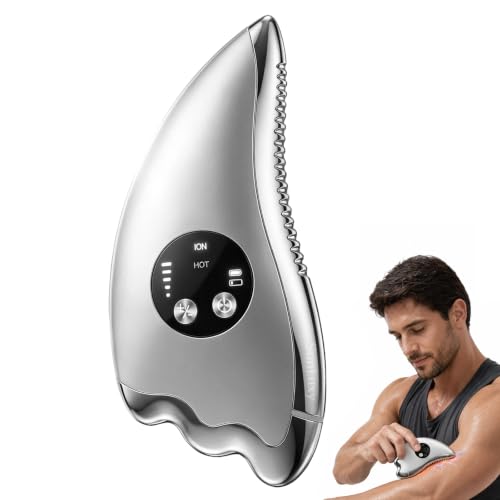 SUNLUXY Heated Muscle Scraper Tool with Micro-Current Fascia Release Tools Electric Gua Sha Face Massager Tool for Neck Shoulder Back and Legs Relaxation