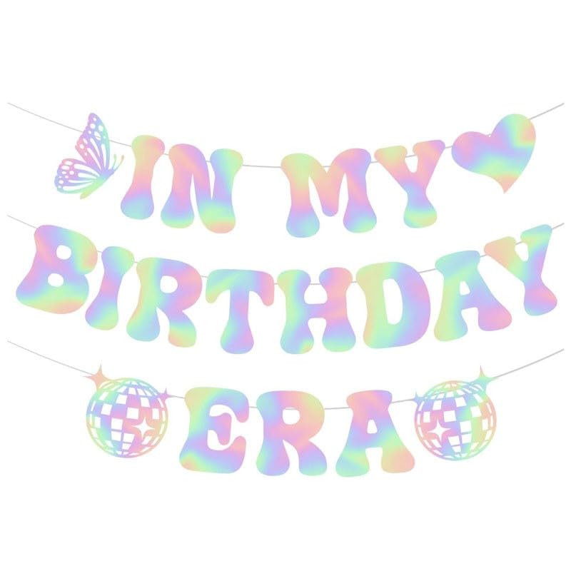 Birthday Banners for Girls, Happy Birthday Banner, Birthdays Decoration for Women - HSC IN MY BIRTHDAY ERA Disco Themed 10th Birthdays Banner, DIY Party Decoration Kit