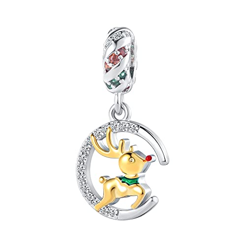 Image of Christmas Holiday Season Charms for Pandora Bracelets New Snowflake Santa Claus Home Moose Gift Tree Candy Cane Snow Globe