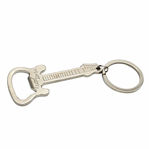 Guitar Shaped Bottle Opener Kitchen Accessories Key Ring (Silver)