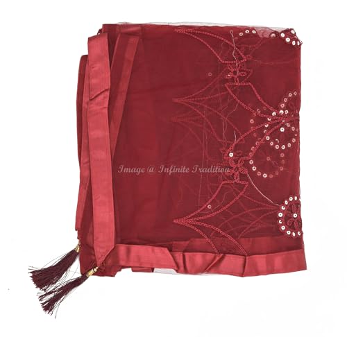 Dupatta for Women/Girl Soft Light weight Embroidered with Sequins Set of 2 Net Chunni/Dupatta/Neck Scarf Burgundy 85x44 Inch - 2 Piece4