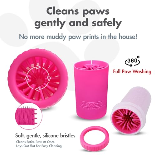 Dexas Pfotenreiniger für Hunde, Hundezubehör und Haustierbedarf, Größe S, Rosa