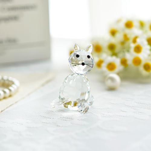 H&D Kristall-Tiere, Sammlerstück, Glas-Katze, Briefbeschwerer, Tischdekoration