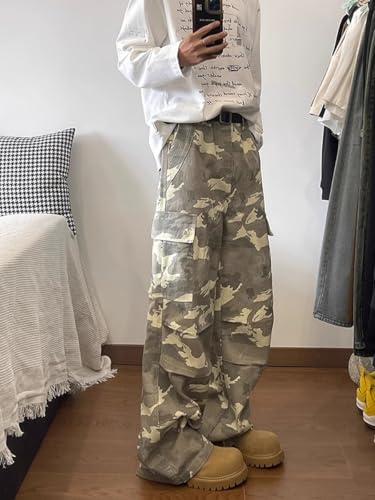 Work Camouflage Pants for Men, American Straight Leg Floor-Length Loose Casual Pants2