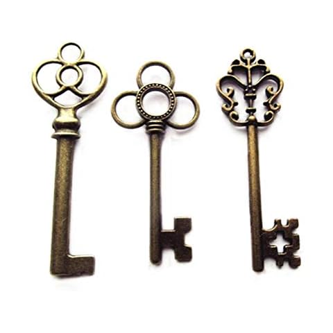 Aokbean Mixed Set of 30 Large Skeleton Keys in Antique Bronze - Set of 30 Keys Cover
