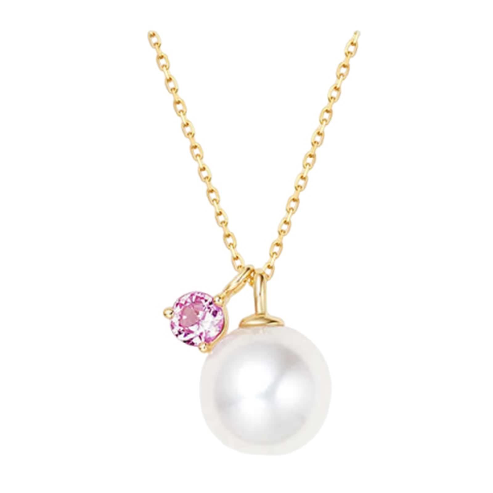 Saphir Halskette Damen, Ketten Anhänger Echter Schmuck 9K/14K/18K Gelbgold Geburtstagsgeschenk