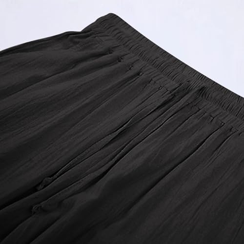 Capri Pants for Men Summer Linen Drawstring Below Knee Shorts with Pockets Casual Baggy Elastic Waist Short Pant3