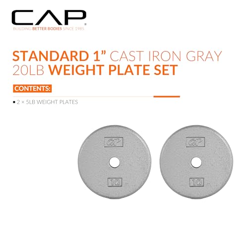 Image of CAP Barbell Standard 1-Inch Cast Iron Weight Plates - Singles & Sets | 1.25-50 lbs | Multiple Options