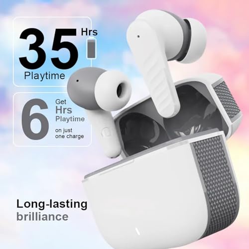 Image of True Wireless Stereo in Ear Earbuds with Environmental Noise Cancellation Quad Mic | Low Latency Gaming | Type-C Fast Charging | IPX5 Waterproof Standard | Bluetooth 5.4 Earbuds TWS [ White Gray ]