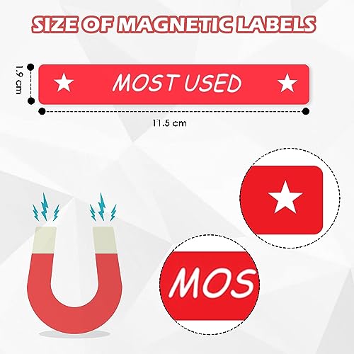 Image of Tenare Magnetic Tool Box Labels, 66 Pcs Toolbox Drawer Labels for Steel Chests, 4.5 x 0.75 Inch Organizer Magnets for Cabinets and Garage Storage(Red)