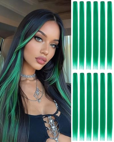 Eravauly Green Clip In Hair Extensions for Parties,