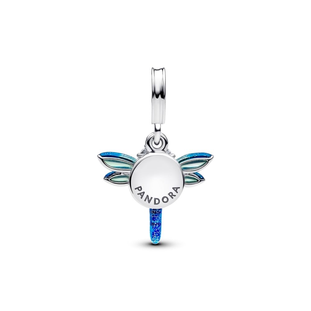 PANDORA Moments 793745C01 - Ciondolo a forma di libellula in argento sterling con zirconi, compatibile Moments e ME Braccialetti, 4,6x14,7x16,1 mm, Argento sterling, Zirconia cubica