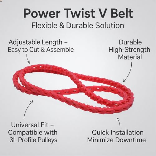Image of 10FT Power Twist V Belt 3 /8-inch x 10 Feet Z Type, Industrial Rubber Adjustable Link Drive V-Belts for Lathes, Drill Press, Table Saws, Tractor Starter,3L Profile, 3 /8 inch Width, 120 inch Length
