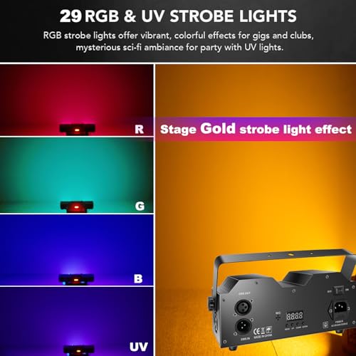 Image of DJ Lights for Parties, Disco Lights DMX and Sound Activated Stage Light, 29-Eyes LED Stage Lighting for Parties Indoor Dance Floor Birthday Rave Bar Karaoke Wedding Show Club