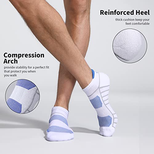 Image of Lapulas Athletic Running Ankle Socks, Low Cut Cushioned Anti-Blister Tab Sports Socks Men Women 6Pairs