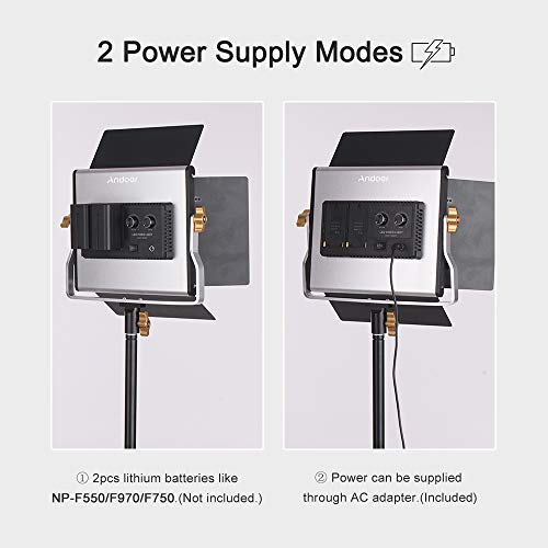image for Andoer 2 Packs LED Video Light with 78.7 Inches Stand Lighting Kit Dim