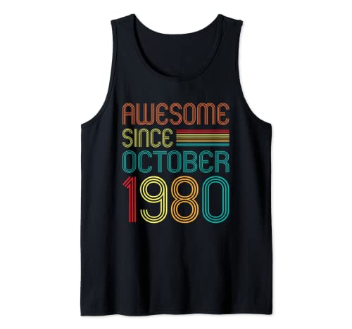 Awesome Since October 1980 Retro 42nd Birthday 42 Years Old Camiseta sin Mangas