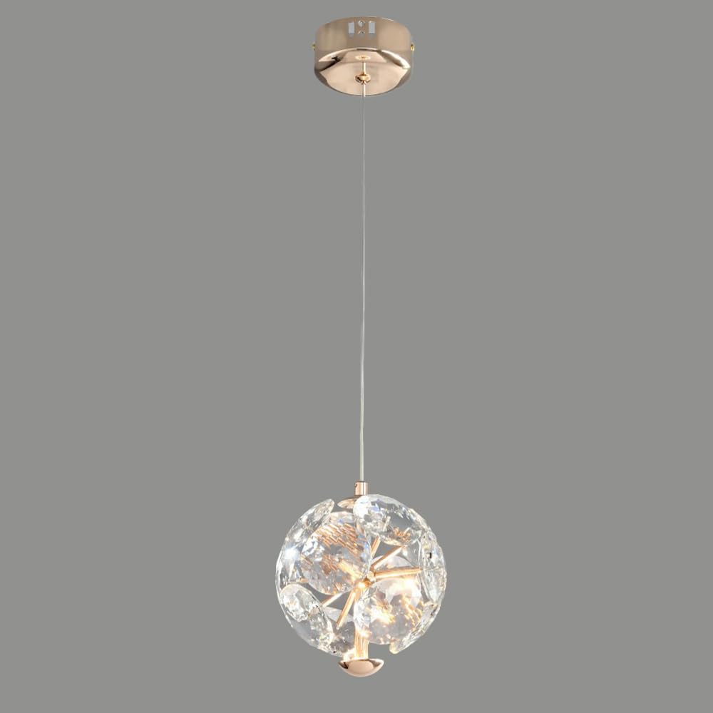 Lámpara colgante de globo dorada LED 4W con pantalla de cristal de noche