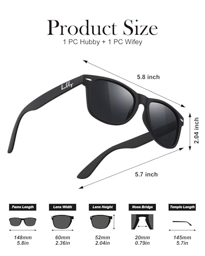 Hubby and Wifey Polarized Sunglasses for Wedding – UV400 Protection, Lightweight & Stylish Couple Sunglasses2