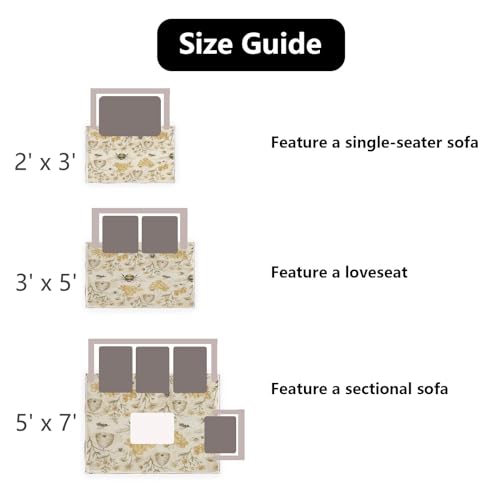 Tapete decorativo rectangular 3'x5' antideslizante lavable miniatura 6