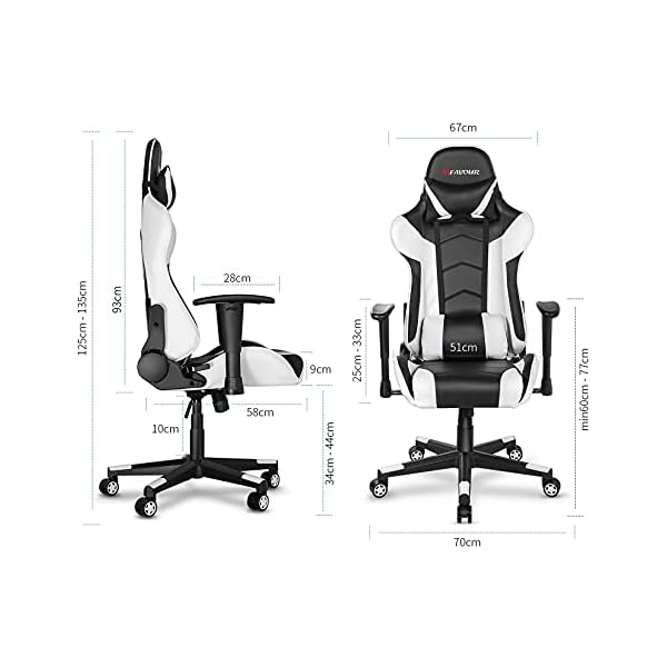 mfavour Ergonomic Gaming Chair with Height Adjustment, Headrest Lumbar Support, E-Sports Swivel Chair for Game Playing and Working - Image 4