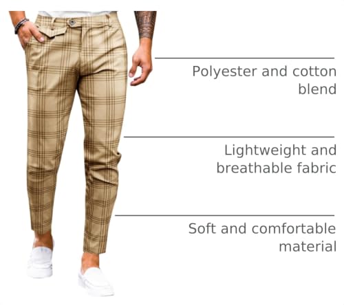 Image of Mens Chinos Slim Fit Pants Stretch Tapered Dress Pant Casual Trousers