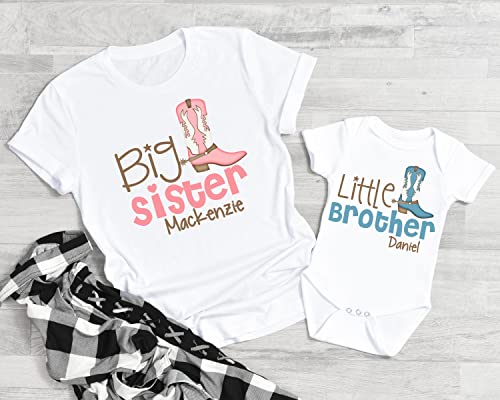 Big Sister Little Brother Matching outfits, Western shirts, Personalized With Names2