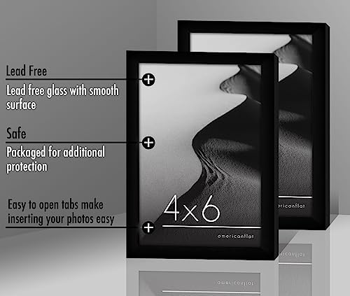 Americanflat Cadre Photo A3 Noir Lot De 2 - MDF Avec Verre Incassable - Horizontal Ou Vertical