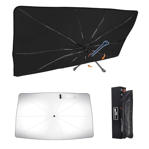 新型 ダイハツ タフト 3代目 LA900S/LA910S型 専用 傘型サンシェード 車種専用設計 360°回転可能 遮光 断熱UVカット フロントガラス用 10本骨グラスファイバー ワンタッチ収納 取付簡単 収納袋付き(ダイハツ タフト LA900S/L